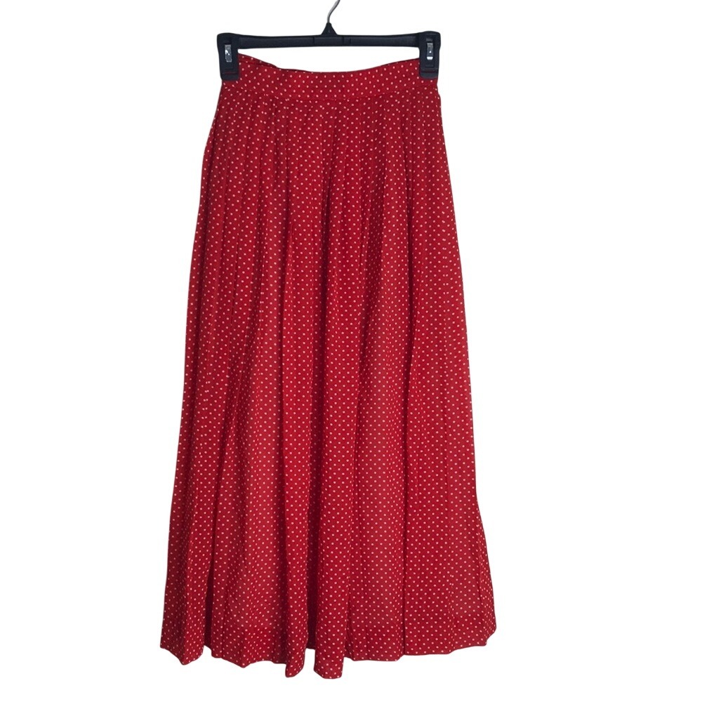 JH Collectibles Women's Pleated A-Line Skirt Red Polka Dot Size 4